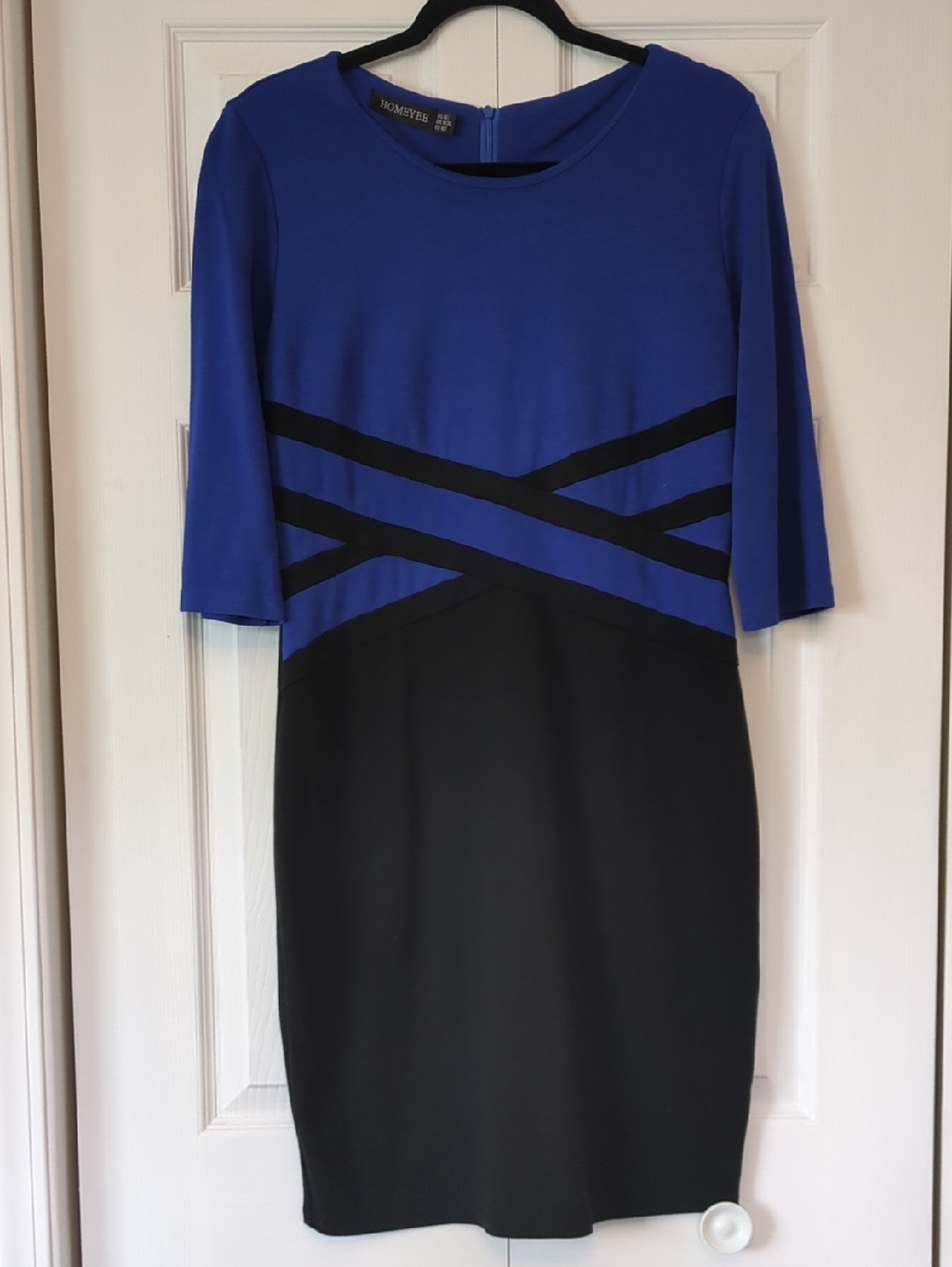 Worthington Royal Blue and Black Midi Sheath Dress